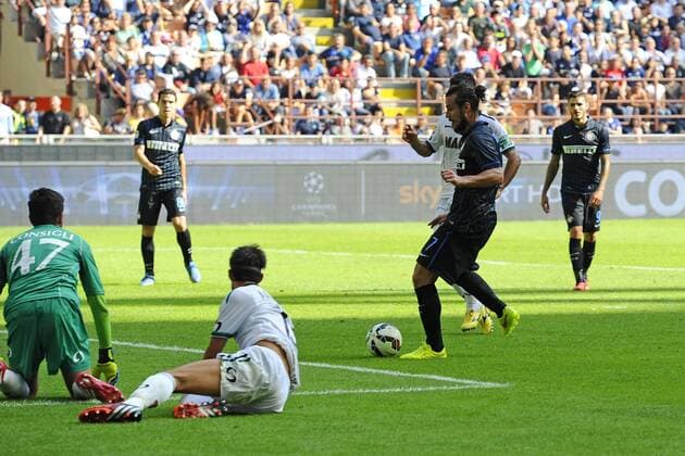 Goal of Daniel Pablo Osvaldo Inter 4-0. Celebration goal Milano 14-09-2014 Stadio Giuseppe Meazza - Football Calcio Serie A Inter Milan - Sassuolo Calcio. Foto GiuseppexCeleste Insidefoto giuseppexceleste