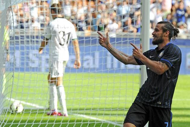 Daniel Pablo Osvaldo Inter 4-0. Celebration goal Milano 14-09-2014 Stadio Giuseppe Meazza - Football Calcio Serie A Inter Milan - Sassuolo Calcio. Foto GiuseppexCeleste Insidefoto giuseppexceleste