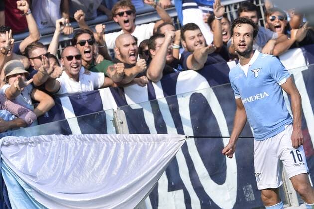 Marco Parolo Lazio. goal celebration. Roma 14-09-2014 Stadio Olimpico. Football Calcio 2014 2015 Serie A. Lazio Rom - Cesena AC. Foto AntoniettaxBaldassarre Insidefoto AntoniettaxBaldassarre