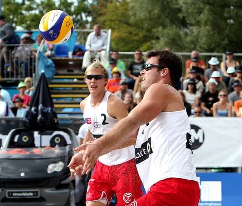Stuttgart Volleyball Stuttgart Beach Open 2014 Finale, v.l. Phiipp Bergmann, Malte Stihl