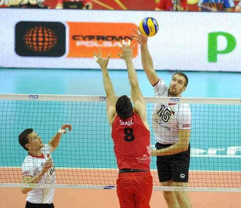 MS 2014 Germany vs Canada FIVB Volleyball Men s World Championship Poland 2014. Germany vs. Canada on September 14, 2014 in Katowice, Poland. In the picture: 8 Adam Simac 15 Tim Broshog  EN_01145249_0005