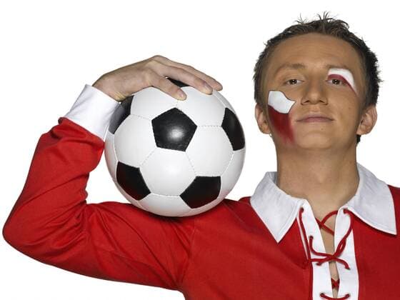 Male soccer fan from Poland, close-up model released  LMF00319