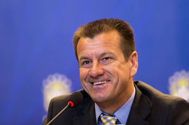 RIO DE JANEIRO, Sept. 17, 2014 -- Dunga, coach of the Brazilian National Football Team, takes part in a press conference in Rio de Janeiro, Brazil, on Sept. 17, 2014. The list of players of the Brazilian National Football Team which will play the America classic game against Argentina in Beijing, capital of China, on Oct. 11, was announced during the press conference on Wednesday. ) (jp) (ah) (SP)BRAZIL-RIO DE JANEIRO-SOCCER-NATIONAL TEAM XuxZijian 