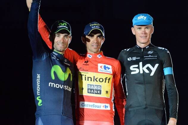 2014, Vuelta a Espana, Stage 21 Santiago de Compostela - Santiago de Compostela, Tinkoff - Saxo 2014, Movistar 2014, Team Sky 2014, Contador Alberto, Valverde Alejandro, Froome Christopher, Santiago de Compostela 