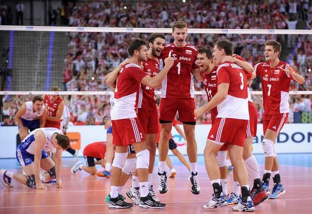 Lodz, 18.09.2014 - FIVB World Cup 2014 - Poland vs Russia - PAWEL ZATORSKI, MATEUSZ MIKA, PIOTR NOWAKOWSKI, MICHAL WINIARSKI, DAWID KONARSKI, FABIAN DRZYZGA, MARIUSZ WLAZLY -  20140918LUK082