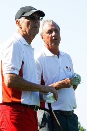 Franz Beckenbauer (Deutschland) und Johan Cruyff (Niederlande) - WINSTONgolf Senior Open 2014 in Vorbeck bei Schwerin - Deutschland, Golf, Mann, Männer,18.09.2014