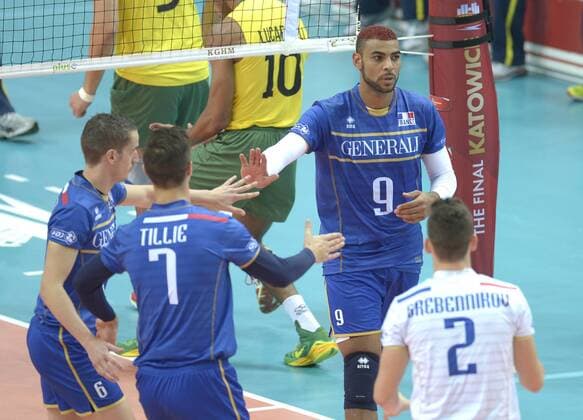FIVB Volleyball Men s World Championship Poland 2014. France vs Brazil on September 20, 2014 in Katowice, Poland. In the picture: 9 Earvin Ngapeth  EN_01146139_0025