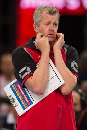 20.09.2014, Spodek, Kattowitz Volleyball, FIVB Volleyball Men s World Championship 2014, Halbfinale, Deutschland (GER) vs. Polen (POL) Vital Heynen (Bundestrainer Trainer GER) enttäuscht enttäuscht traurig