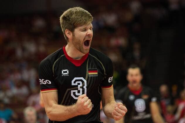 21.09.2014, Spodek, Kattowitz Volleyball, FIVB Volleyball Men s World Championship 2014, Spiel Platz 3 4, Deutschland (GER) vs. Frankreich (FRA) Jubel Sebastian Schwarz ( 3 GER)