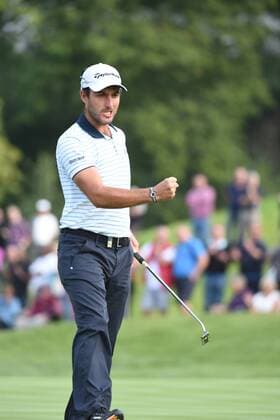21.09.2014. Newport, Wales. ISPS Handa Wales Open Golf at Celtic Manor. Day 4. Edoardo Molinari sinks his putt on final hole xJonxBromleyx  ActionPlus20225570