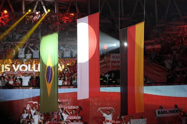 FIVB Volleyball Men s World Championship Poland 2014. September 21, 2014 in Katowice Brasil, Poland, Germany flag at Spodek Arena  EN_01146254_0247