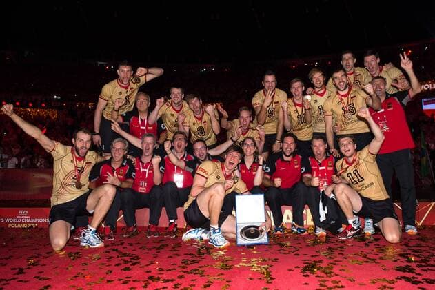 21.09.2014, Spodek, Kattowitz Volleyball, FIVB Volleyball Men s World Championship 2014, Siegerehrung 3. Platz Bronze Bronzemedaille: Team Deutschland