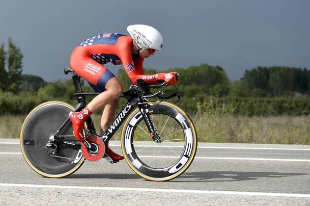 - PONFERRADA, SPAIN: US Evelyn Stevens , winner of the bronze medal pictured during the women s elite road race at the UCI World Cycling championships in Ponferrada, Spain, Tuesday 23 September 2014. DIRKxWAEM  04322096