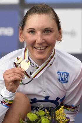 - PONFERRADA, SPAIN: German Lisa Brennauer , winner of the gold medal pictured during the women s elite road race at the UCI World Cycling championships in Ponferrada, Spain, Tuesday 23 September 2014. DIRKxWAEM  Aufmacher premiumd 22822