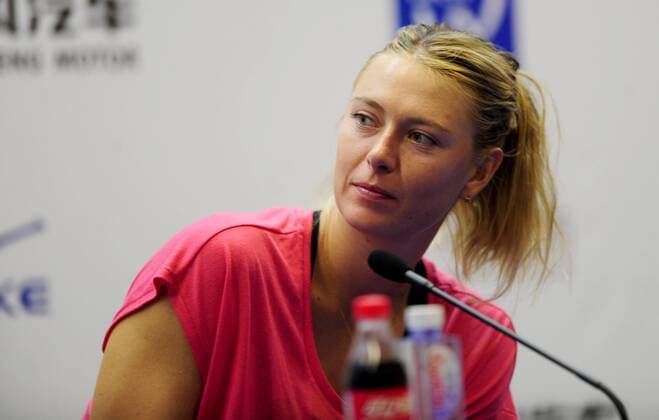 (140924) -- WUHAN, Sept. 24, 2014 -- Maria Sharapova of Russia reacts during the press conference after losing the women s singles 3rd round match at the WTA Tennis Damen Wuhan Open tennis tournament in Wuhan, capital of central China s Hubei Province, on Sept. 24, 2014. HaoxTongqian 