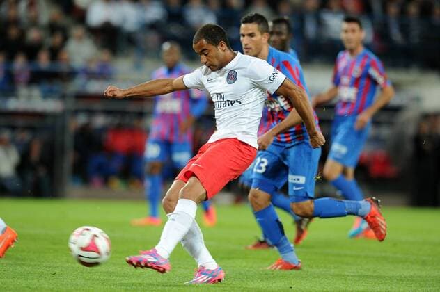 Jean Jacques Pierre (Caen) but Lucas Moura (PSG) SM Caen vs Paris St. Germain - Ligue 1 - 24 09 2014 NLeGouicxFEP 