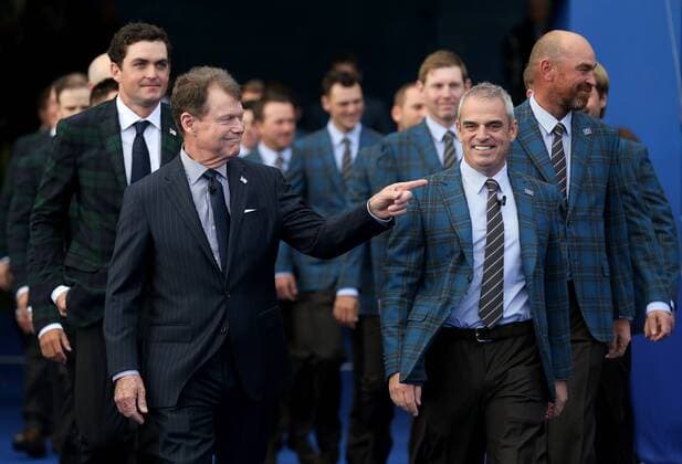 GOLF, Ryder Cup, Opening Ceremony PERTHSHIRE,SCOTLAND,25.SEP.14 - GOLF, Ryder Cup, opening ceremony. Image shows captain of the team USA Tom Watson and captain of the team Europe Paul McGinley. 