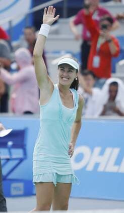 Martina Hingis of Switzerland during the women s doubles semifinals of the 2014 WTA Tennis Damen Wuhan Open tennis tournament in Wuhan city, central China s Hubei province, 26 September 2014.  20140926_63201