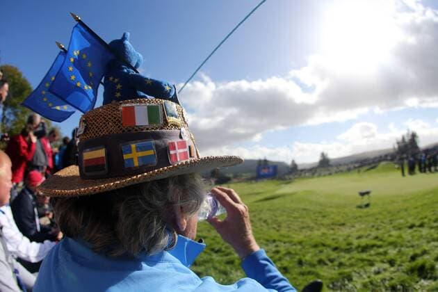 GOLF - PGA, Ryder Cup 2014 PERTHSHIRE,SCOTLAND,26.SEP.14 - GOLF - PGA Golf Herren Tour, Ryder Cup, Auchterarder Golf Club. Image shows a hat of a fan. 