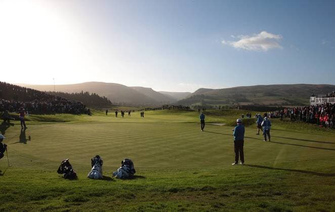 A general view of the third green on the first day of the 2014 Ryder Cup in Gleneagles,Scotland on September 26, 2014.  LON2014092628
