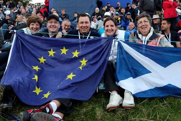 Schottland Fans, Team Europa GOLF - PGA, Ryder Cup 2014 PERTHSHIRE,SCOTLAND,27.SEP.14 - GOLF - PGA Golf Herren Tour, Ryder Cup, Auchterarder Golf Club. Image shows fans. 