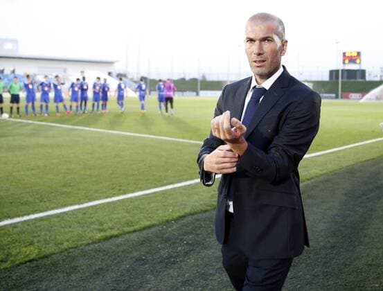 Segunda Division B, match between Real Madrid Castilla and SD Amorebieta. In this picture, Coach Zinedine Zidane. xJOSExA.xGARCIAx 
