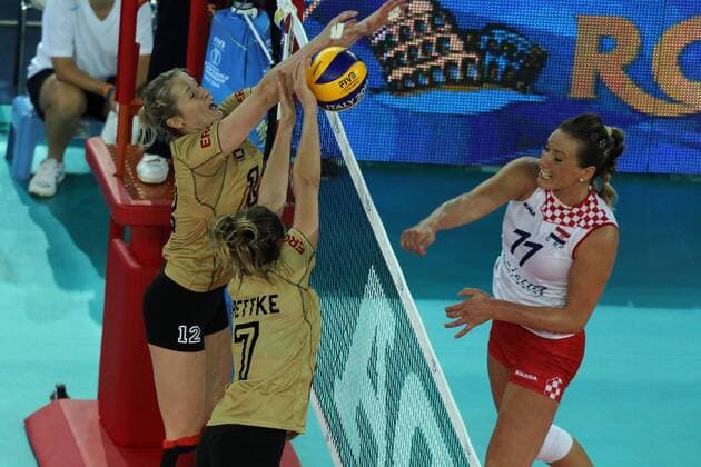 Rome 28 09 2014 Palalottomatica Heike Beier ,Jennifer Pettke Germany Croatia - Germania Croazia FIVB Volleyball Women s World Championship Italy 2014 Foto Giuseppe Pino Fama Insidefoto pinoxfama
