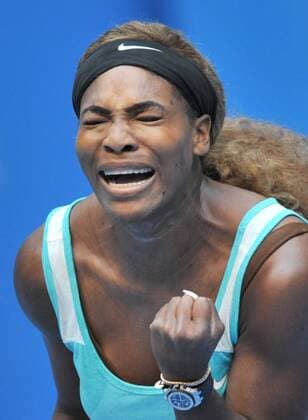 Serena Williams of the United States reacts to her score during the women s 1st round match at the 2014 China Open in Beijing, capital of China, on Sept. 29, 2014. (SP)CHINA-BEIJING-TENNIS-CHINA OPEN LixWen 