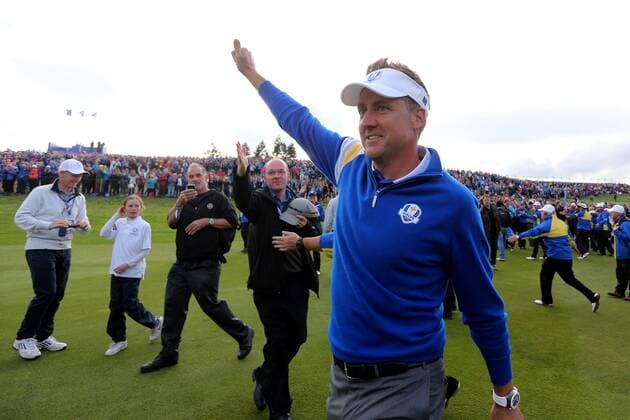 GOLF - PGA, Ryder Cup 2014 PERTHSHIRE,SCOTLAND,28.SEP.14 - GOLF - PGA Golf Herren Tour, Ryder Cup, Auchterarder Golf Club, Team Europe. Image shows the rejoicing of Ian Poulter (ENG). 