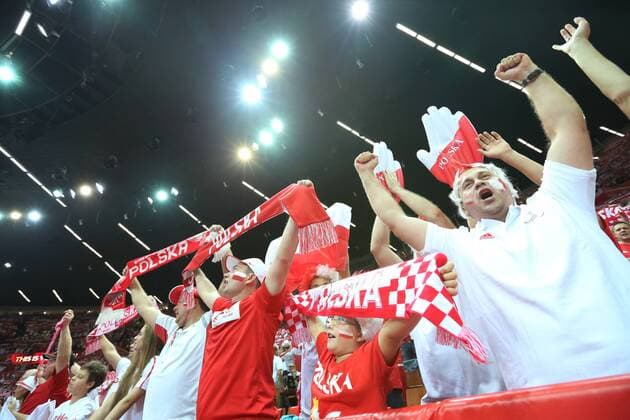 Poland fans (POL), SEPTEMBER 20, 2014 - Volleyball : FIVB Volleyball Men s World Championship Semifinal match between Germany 1-3 Poland at Spodek in Katowice, Poland. Noxthirdxpartyxsales  (yafa002521)