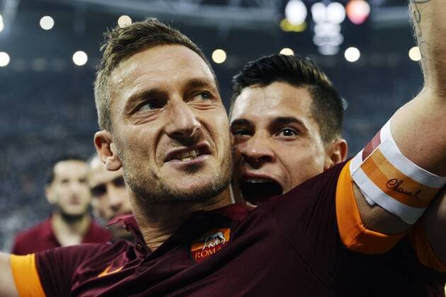 Db Torino 05 10 2014 - campionato di calcio serie A Juventus-Roma foto Daniele Buffa Image Sport nella foto: esultanza gol Francesco Totti 