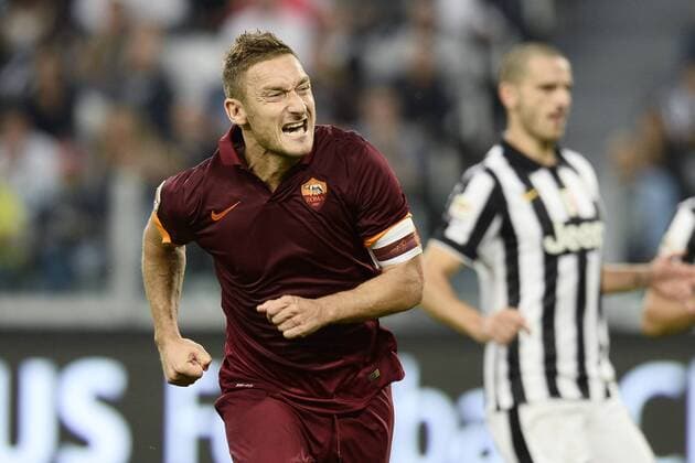 Db Torino 05 10 2014 - campionato di calcio serie A Juventus-Roma foto Daniele Buffa Image Sport nella foto: esultanza gol Francesco Totti 