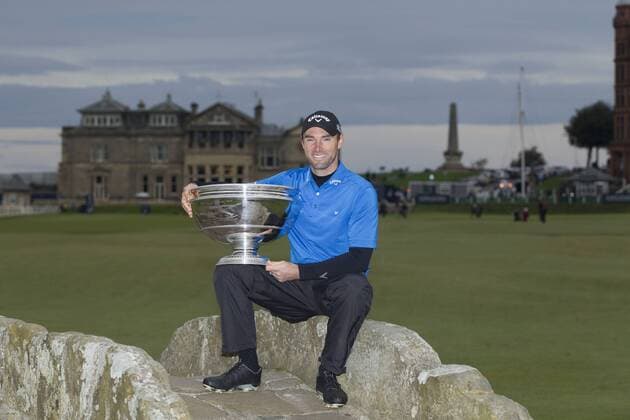 5.10.2014.St Andrews, Scotland. Alfred Dunhill Links Championship. Winner Oliver Wilson with the Dunhill Links Championship trophy. xMarkxDavisonx  ActionPlus20532888