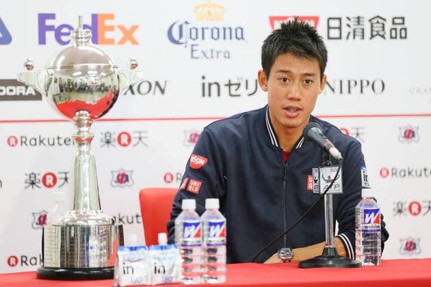 Kei Nishikori (JPN), OCTOBER 5, 2014 - Tennis : Rakuten Japan Open Tennis Championships 2014, a press conference after the Final match at Ariake Coliseum, Tokyo, Japan. NOxTHIRDxPARTYxSALES.  (umqa016586)