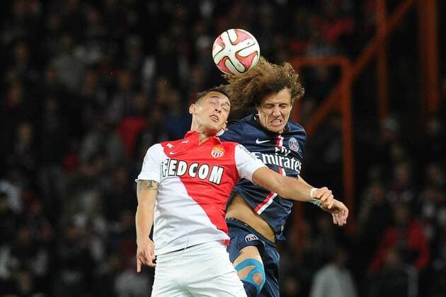 David Luiz (PSG) Lucas Ocampos (Monaco) FOOTBALL : PSG vs Monaco - Ligue 1 - 05 10 2014 N.LeGouic FEP Panoramic 