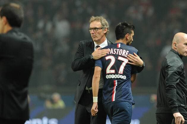Laurent Blanc (coach PSG) Javier Pastore (PSG) FOOTBALL : PSG vs Monaco - Ligue 1 - 05 10 2014 N.LeGouicFEP 