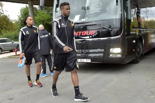 Divock Origi of Belgium and Jason Denayer of Belgium FOOTBALL : Entrainement de l euipe de Belgique - Neerpede - 06 10 2014 Photonews PANORAMIC 