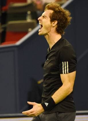 Andy Murray of Britain reacts as he scores during the 2014 Shanghai Rolex Masters tennis tournament in Shanghai, China, 7 October 2014.  20141007_65266