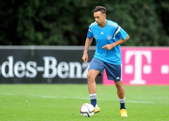 07.10.2014, xfux, Fussball EM Qualifikation, Deutsche Fussball Nationalmannschaft Training in Frankfurt, v.l. Karim Bellarabi (Deutsche Fussball Nationalmannschaft DFB) FREISTELLER