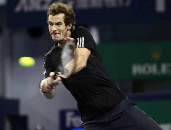 Britain s Andy Murray returns the ball during the men s singles match at the Shanghai Masters tennis tournament in Shanghai, east China, on Oct. 7, 2014. ) (SP)CHINA-SHANGHAI-TENNIS-MASTERS DingxTing 