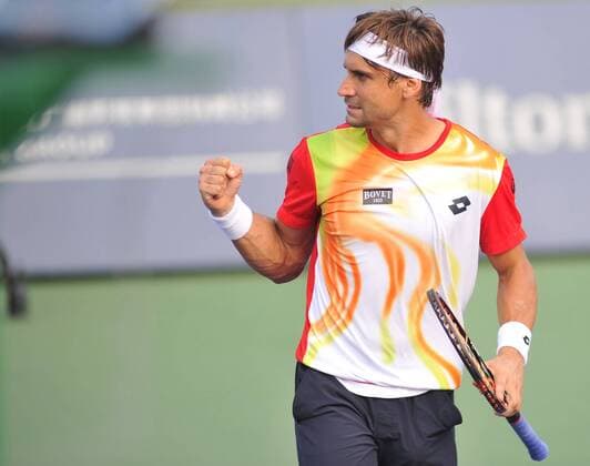 David Ferrer of Spain celebrates in the second round of the men s singles during the 2014 Shanghai Rolex Masters tennis tournament in Shanghai, China, 8 October 2014  20141008_28144
