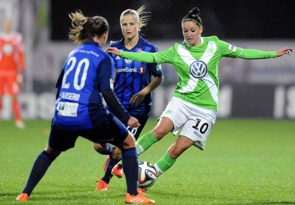 Football UEFA Womens Champions League Round 32 - 1st Leg 08.10.2014 Stabaek IF vs. VfL Wolfsburg 0:1 Lindy Melissa Wiik Lövbraek (28) - Stabaek Julie Skjeflo Adserö (20) - Stabaek Selina Wagner (10) - Wolfsburg 