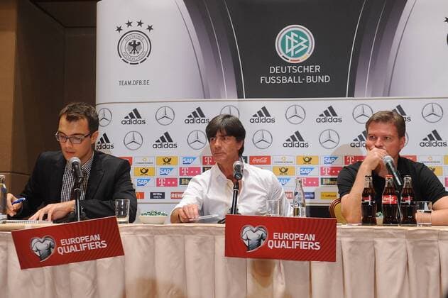 German football team at a press conference before EURO Qualifires on October 10, 2014 in Warsaw. In the picture: Joachim Löw  EN_01149054_0009