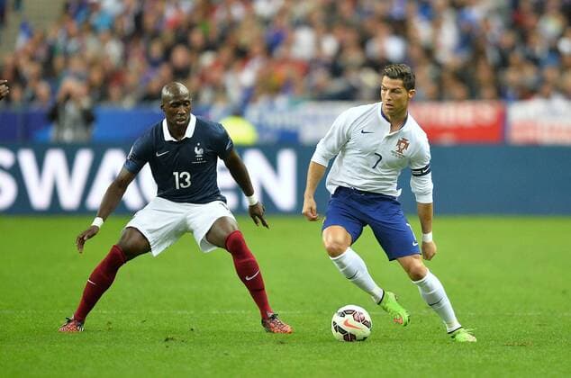 Cristiano Ronaldo (por) - Eliaquim Mangala (fra) FOOTBALL : France vs Portugal - match amical - 11 10 2014 AnthonyBIBARD FEP Panoramic 