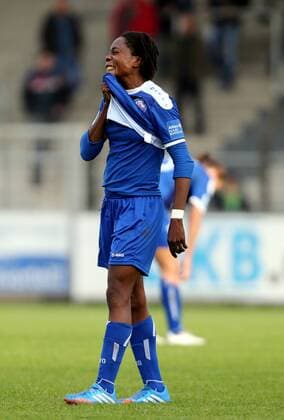 Potsdam Fußball 1. FFC Turbine Potsdam vs. FC Bayern München, Genoveva Anoma (Potsdam) enttäuscht