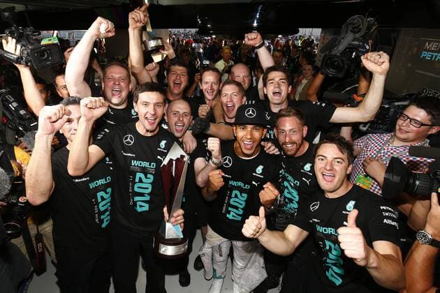 Motorsports: FIA Formula One World Championship 2014, Grand Prix of Russia, 44 Lewis Hamilton (GBR, Mercedes AMG Petronas F1 Team), Mercedes GP becomes 2014 World Constructors Champions xHOCHxZWEIx
