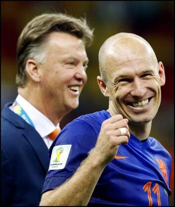 Brazilie, Brasiilia, 12-07-2014 WK Voetbal Nederland-Brazilie Arjen Robben en Louis van gaal na het laatste fluitsignaal. Nederland wordt derde xVIxxIVx 2746074