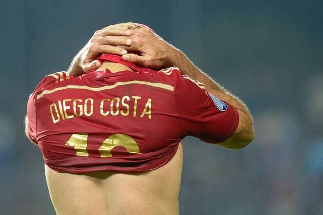 Diego Costa, Spanien-19, entsetzt über seinen Fehlschuss, 12.10.14, Luxemburg vs Spanien, Fussball, EM-Qualifikation, , EP_PFZ