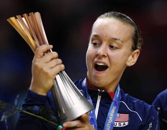 Kayla Banwarth USA United States celebrates the victory World Champions Milano 12-10-2014 Forum Assago Mondiali Volley Women s World Championship 2014 insidefoto
