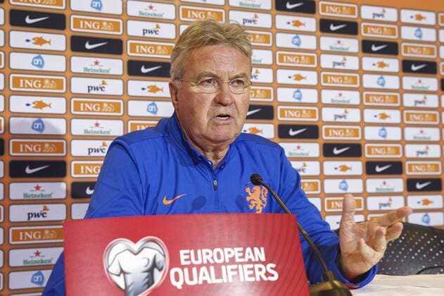 coach Guus Hiddink of Holland during the press conference before the EURO 2016 qualifying match between Iceland and Netherlands on October 12, 2014 at the Laugardalsvollur National Stadium at Reykjavik, Iceland. Press conference Netherlands in Reykjavik EURO 2016 2014 2015 xVIxxIVx 2764940